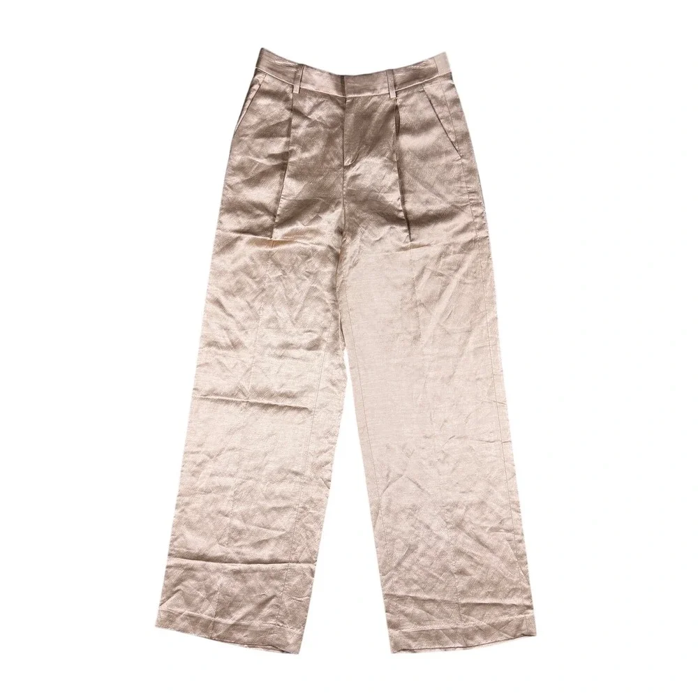 Banana Republic Brigitte‎ Wide Leg Satin Pant Women's 2 Casita Pink Linen Blend